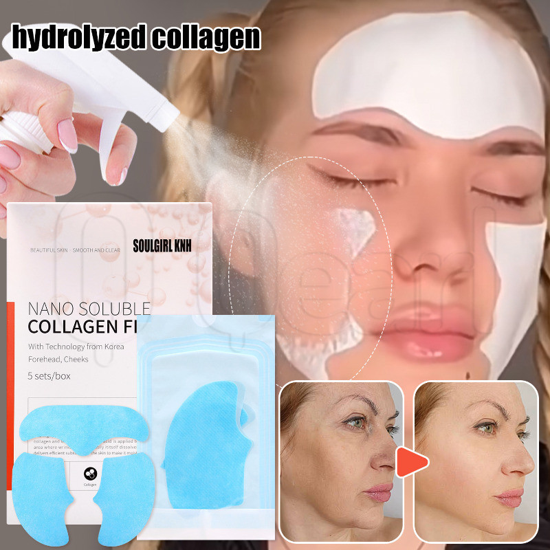 Máscara De Colágeno Solúvel Em Água NANO-Facial De Essência-Filme De Gel Reafirmante Hidratante Antienvelhecimento-Adesi
