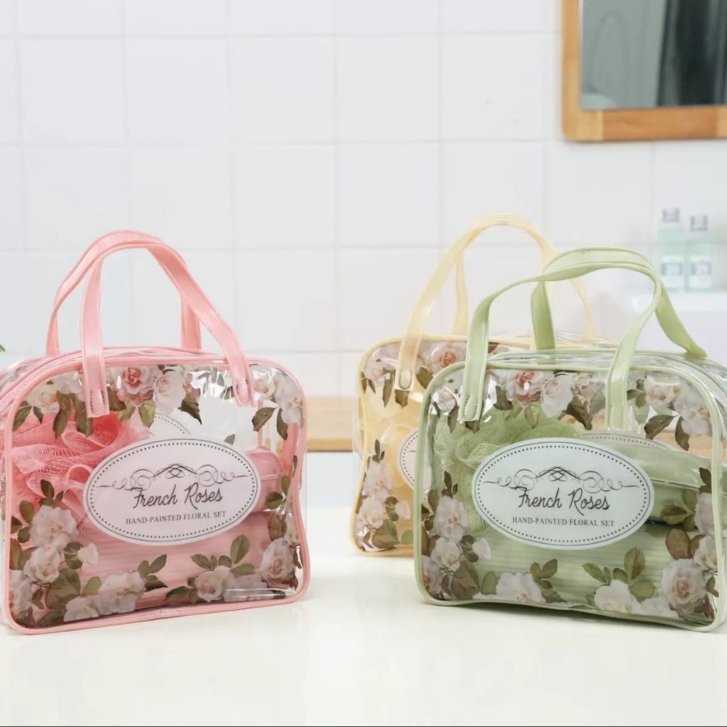 Bolsa Viagem 5 Peças Com Bolsa Porta Escova Pente Saboneteira e Ducha Compacto Para Viagem