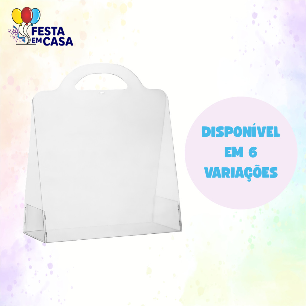 Sacolas Bag Cristal com Alça Acetato - Tamanhos P, M e G - Presente Dia das Mães Pais Namorado