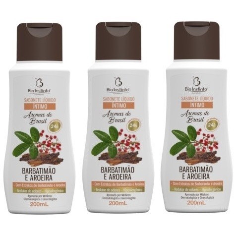 Kit 3un Sabonete Íntimo  Barbatimão e Aroeira 200ml | Bio Instinto