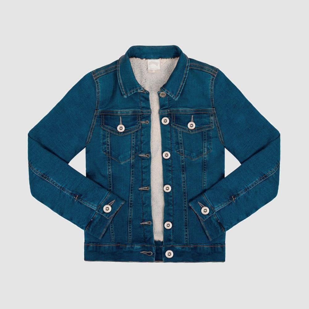Jaqueta jeans peluciada infantil unissex Alakazoo REF.20480