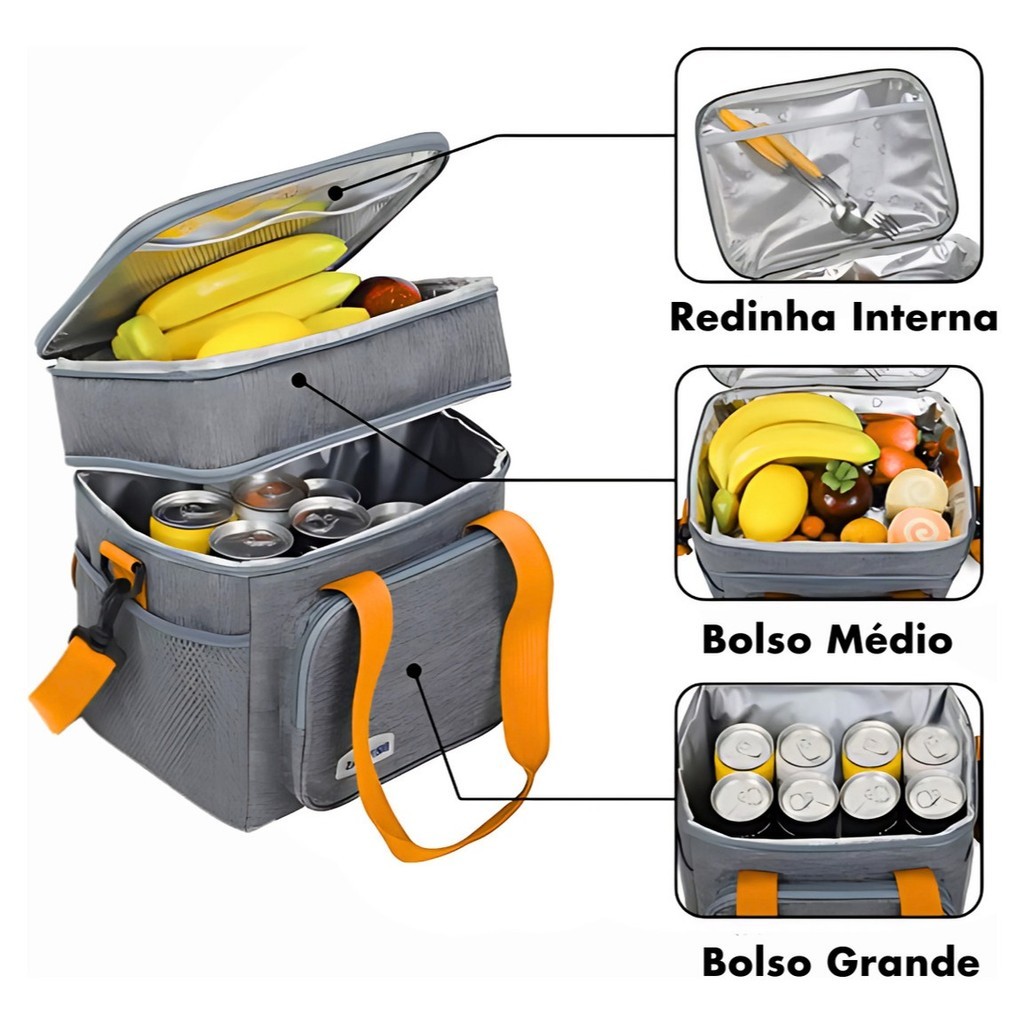 Bolsa Termica Grande Capacidade Lancheira Expansível Com Dupla Camada YB-910 BOSCO