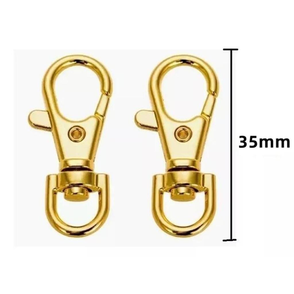 Mosquetão com fecho dourado 35mm 30pcs/50pcs/80pcs Opcional - Gancho lagosta