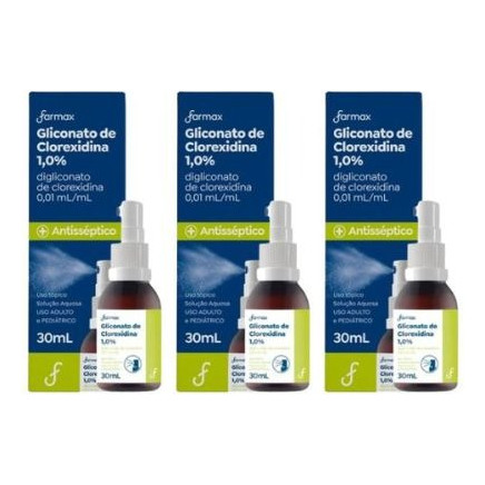3 Gliconato De Clorexidina Antisséptico Farmax 1% Spray 30ml
