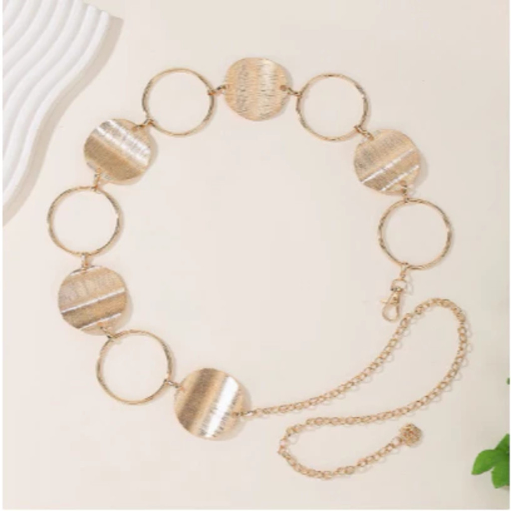 Cinto corrente Moda dourado prata largura 5.5 cm