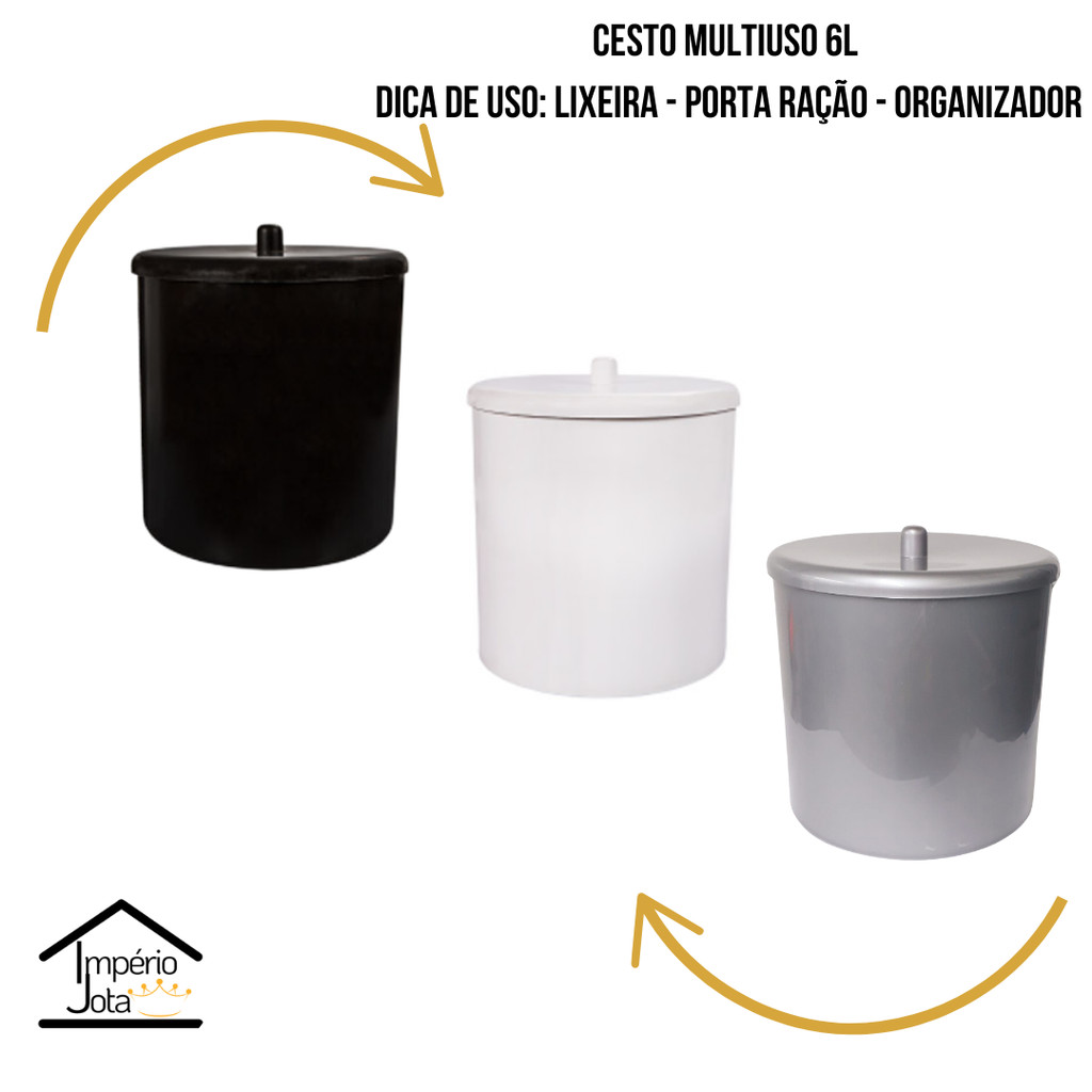 CESTO MULTIUSO 6L - ORGANIZADOR - LIXEIRA - PORTA RAÇÃO