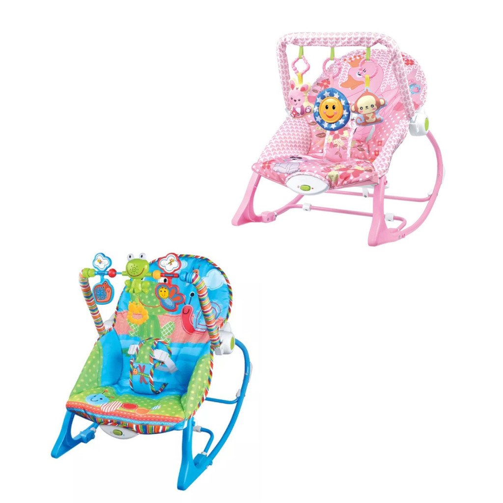 Cadeirinha Descanso Bebê Musical Rosa Azul Até 18kg Vibratória