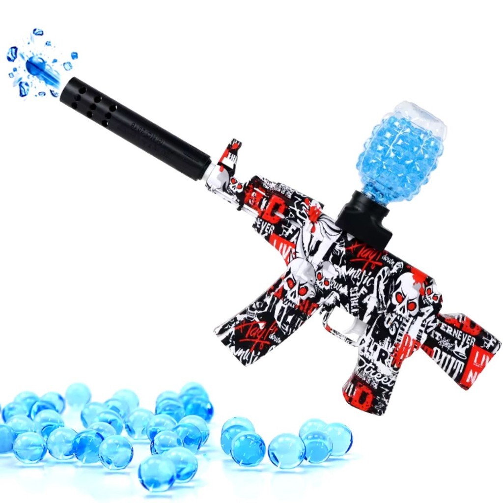 Arma de Gel Blaster Elétrica Automática - Com Silenciador e 10000 Bolinhas-M416/M23/AK47..COM 10000 Bolinhas