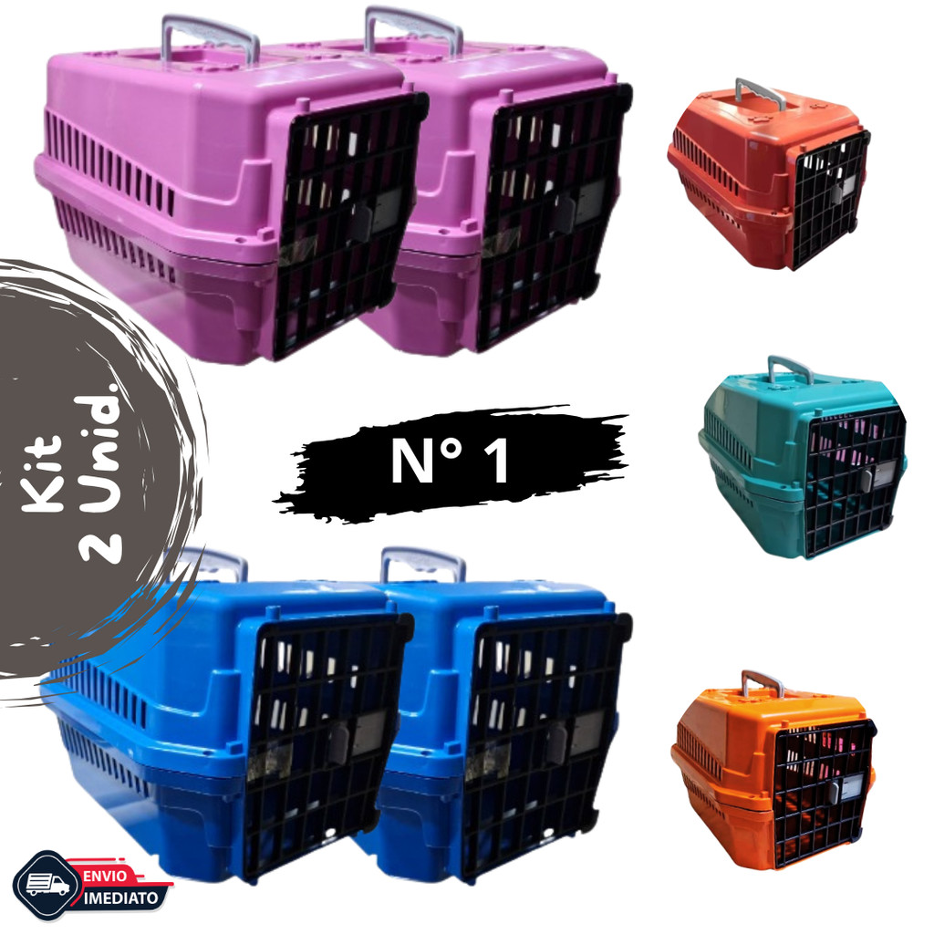 Kit 2 Caixa de Transporte  Nº1 Pet Gatos Coelho Cão Aves 4 Kg