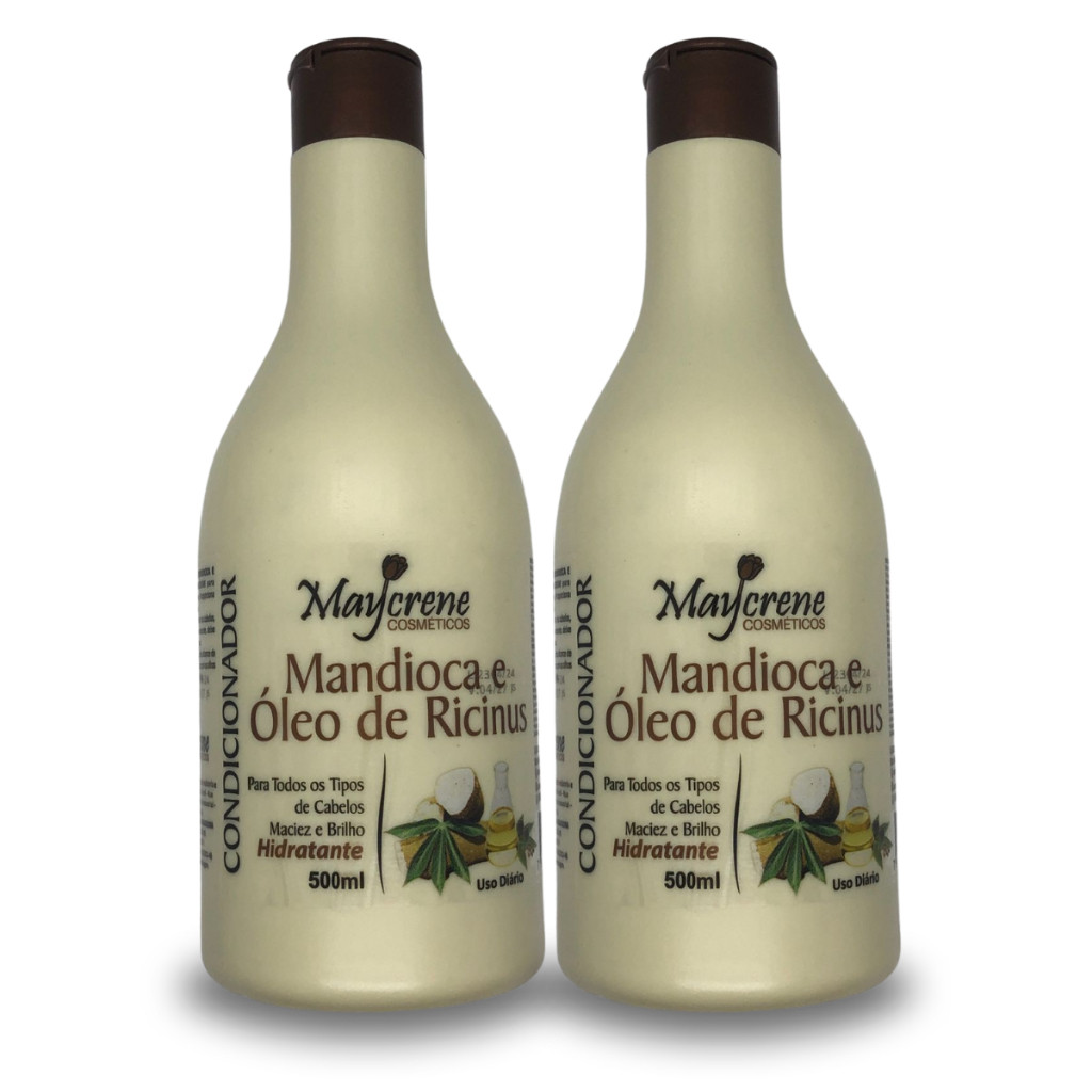 Maycrene  Kit 2 Condicionador Mandioca 500ML - Para Cabelos Ressecados