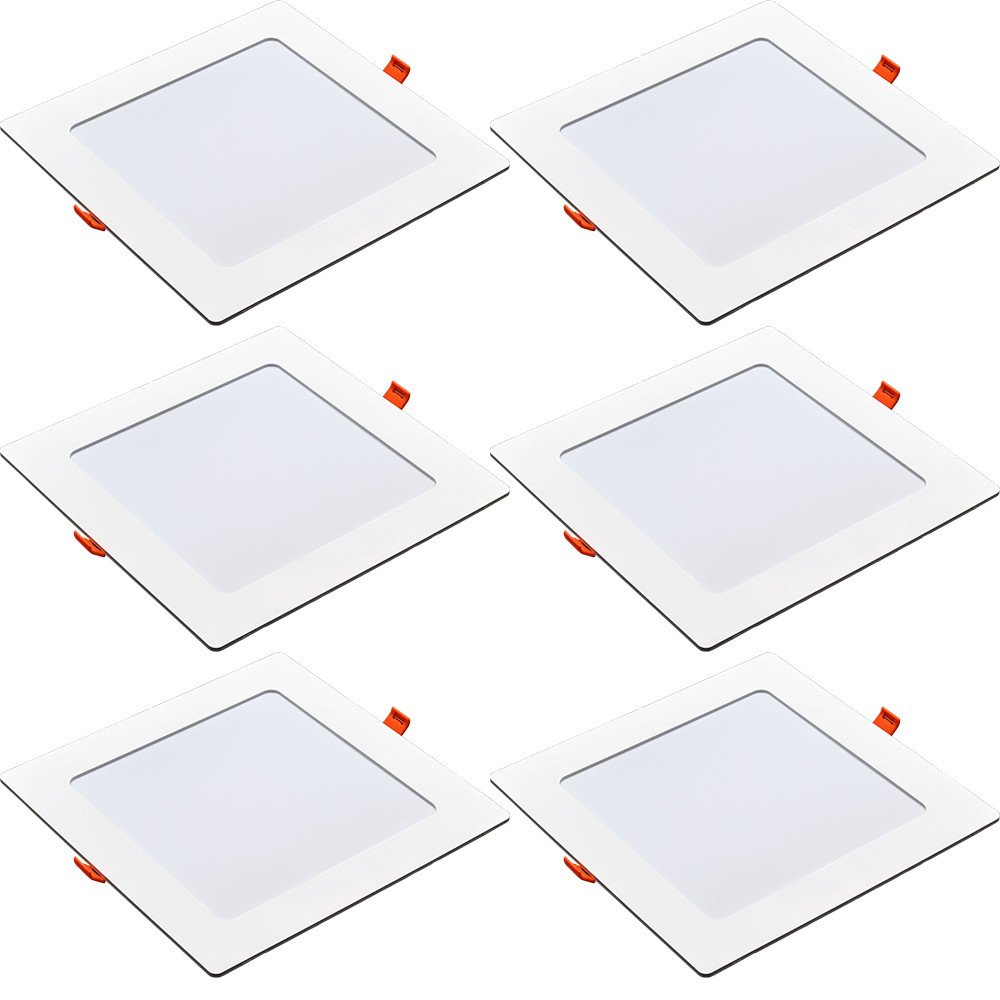 6 Painel Led 18w Quadrado Embutir 6500K Comércio Casa Avant