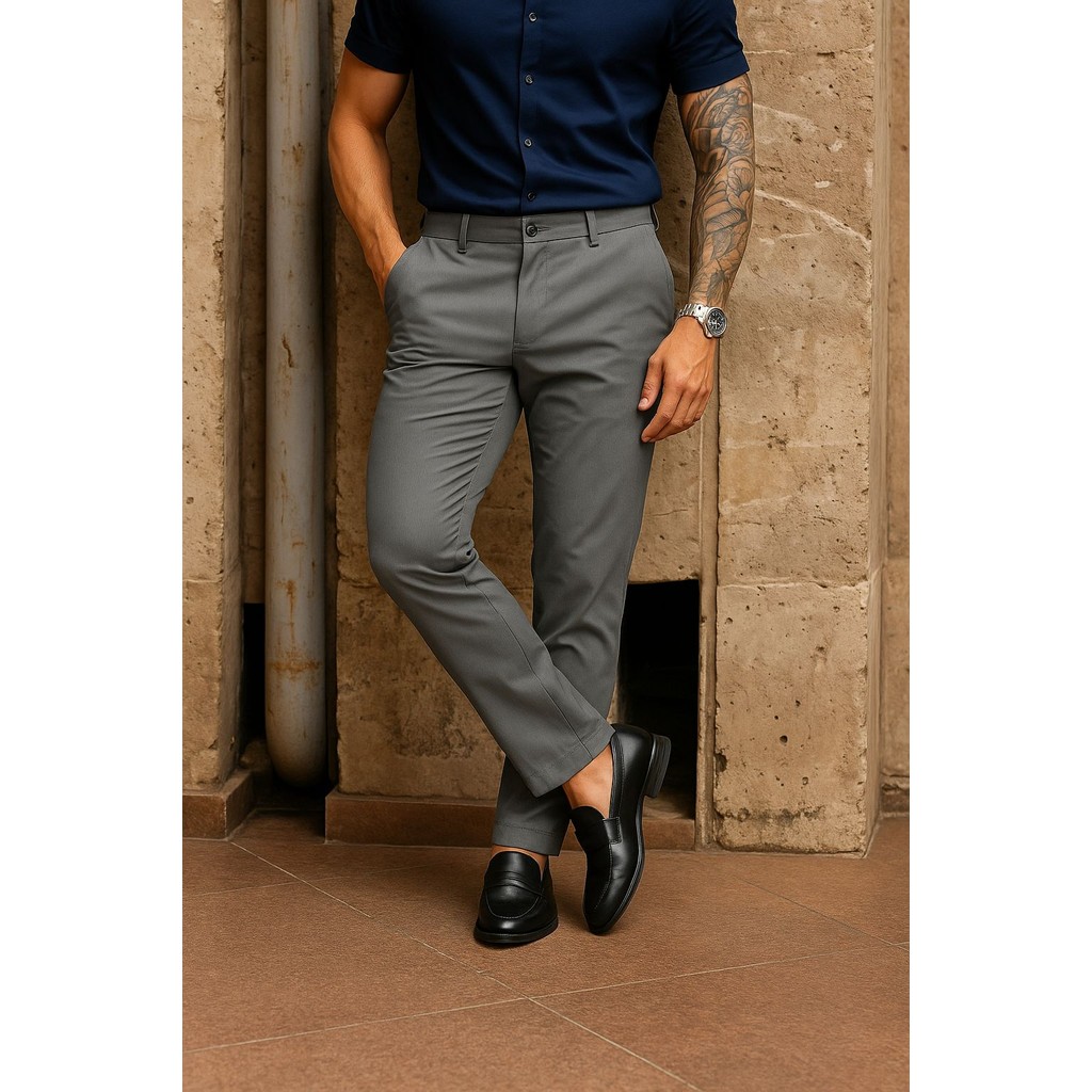 Calça Masculina Slim Alfaiataria Poliamida Elastano Esporte