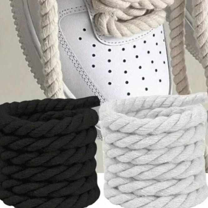 Cadarço Poliéster São Francisco Grosso Trançado Skate Branco ou Preto Unissex 1,20 CM ENVIO IMEDIATO