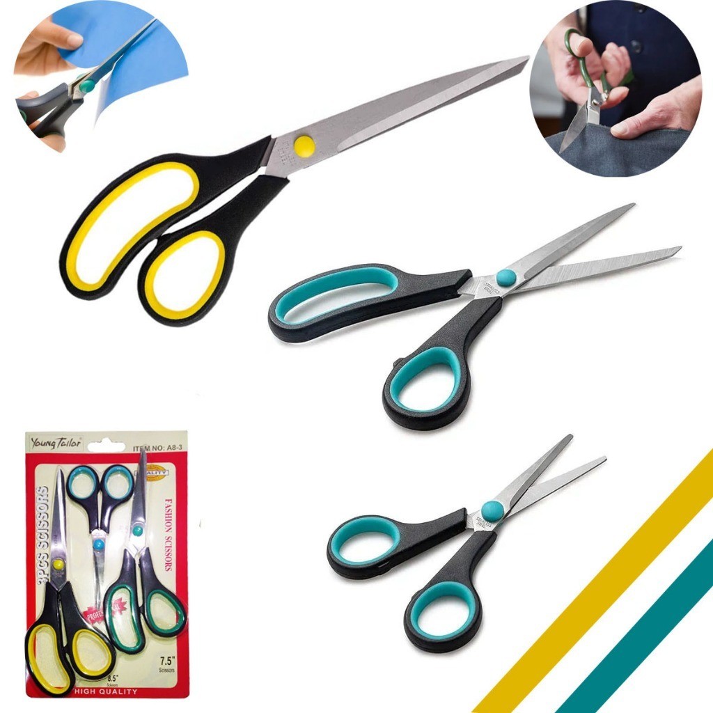 Kit 5/3 Tesouras Afiadas Multiuso Aço Resistente inoxidável Laminado