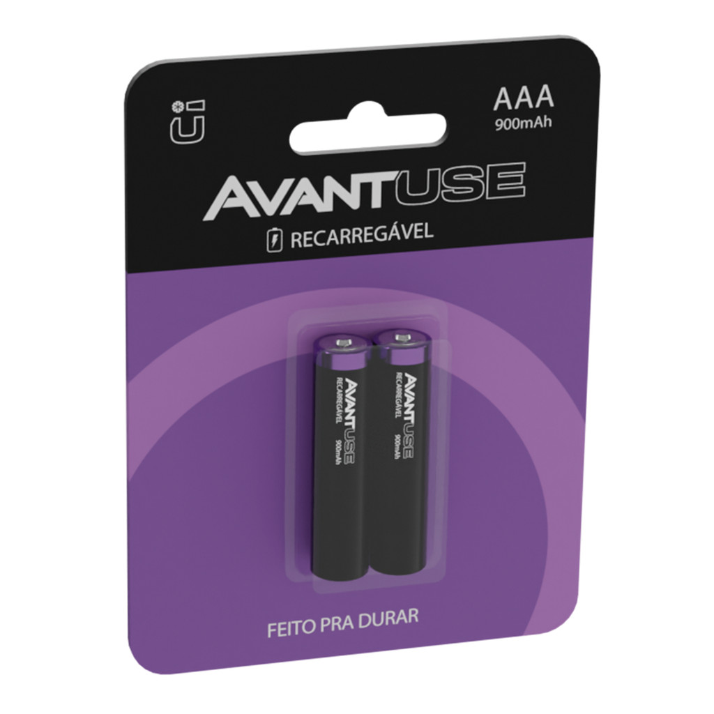 Kit 2 Pilhas Recarregável AAA Palito 1000MAH 1.2V Avant Use