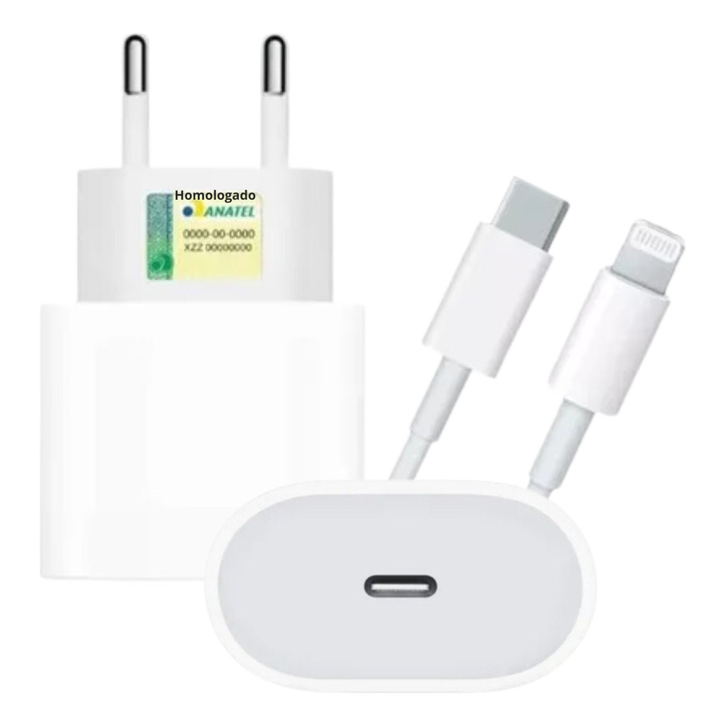 Carregador Turbo 20w Compatível iPhone + Cabo Lightning