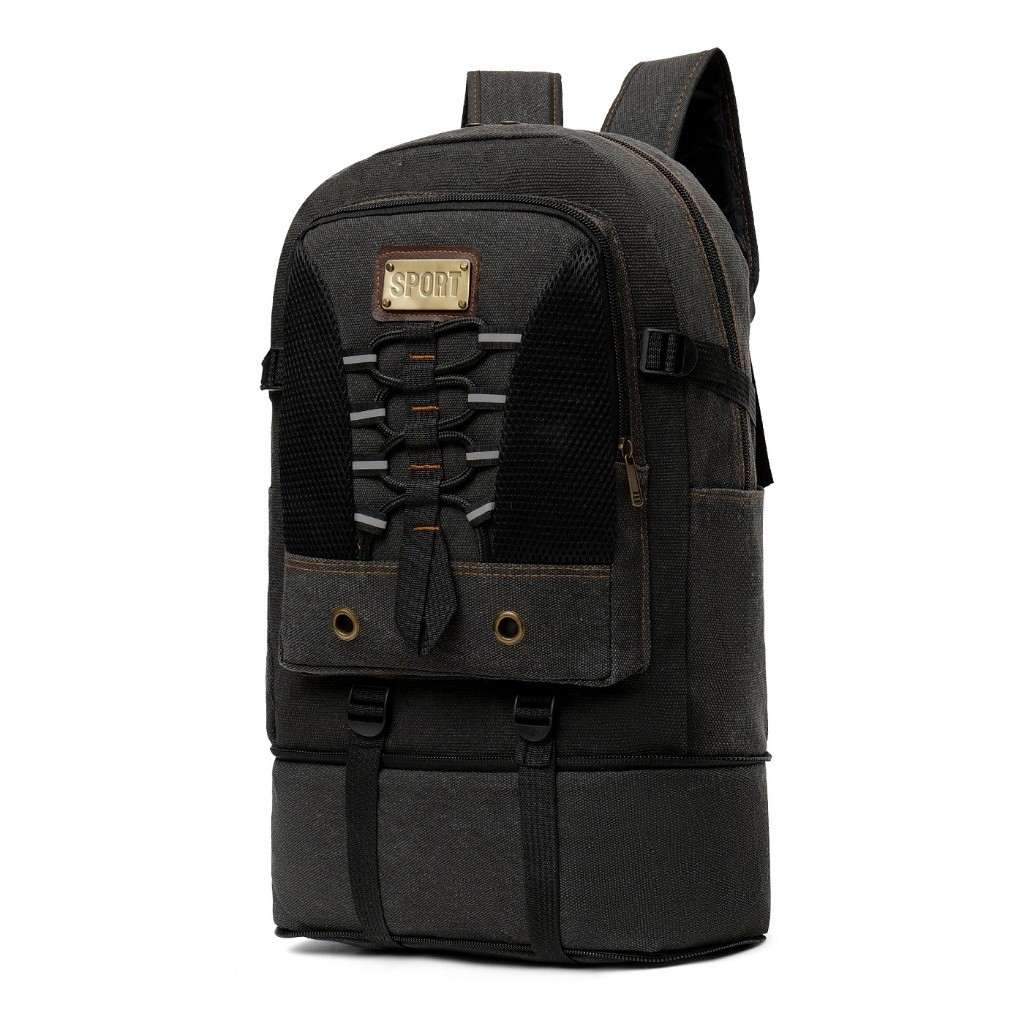 Mochila de Lona Masculina Grande 50L Reforçada Resistente Alta Qualidade Escolar Trabalho Viagem Camping Trilha