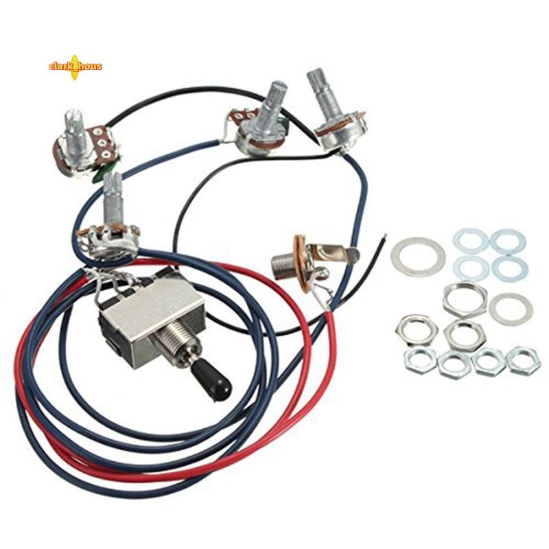Lp Captadores De Guitarra Elétrica Kit Cablagem 2T2V 500K Potes Interruptor De 3 Vias Com Jack Para Duplo Humbucker Les 