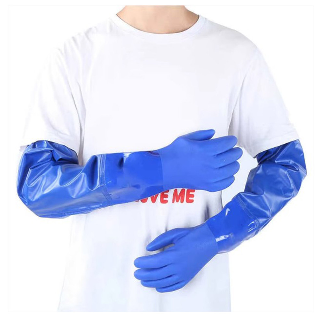 Luva Pvc Cano Longo Proteção Quimica C/ Forro Punho 66cm