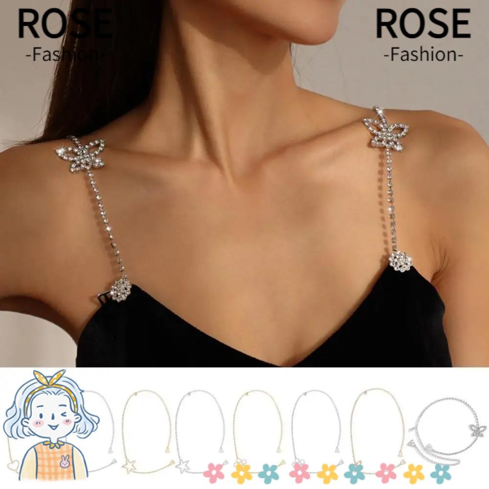ROSEGOODS 1 Peça De Alças De Roupa Íntima , Alça De Sutiã De Diamante De Strass Brilhante Do Ombro , Corrente Antiderrap