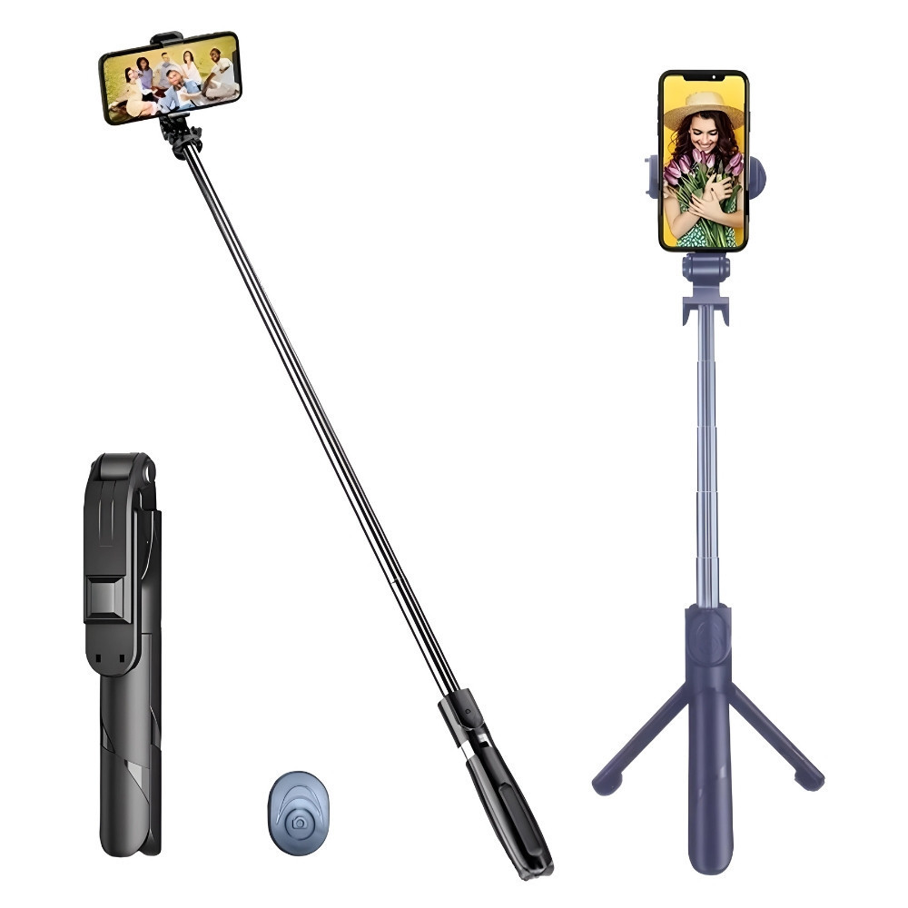 Bastão Pau de selfie Tripé Retrátil Controle Bluetooth Celular