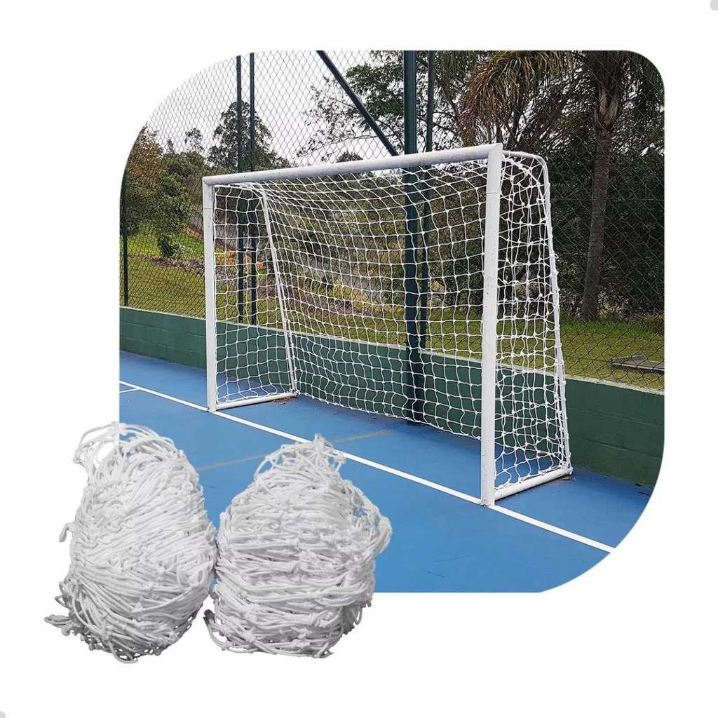 Par de Rede de Futebol Salão Quadrada Fio 6mm Seda Véu de Noiva