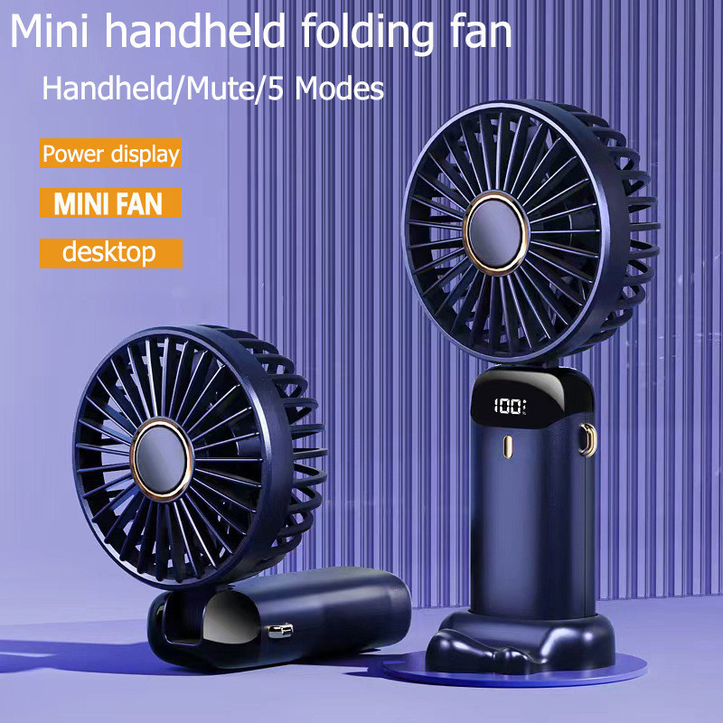 5 Modos De Ventilador Portátil mini Pequeno Dobrável  digital De Escritório Presente USB De 3000MA