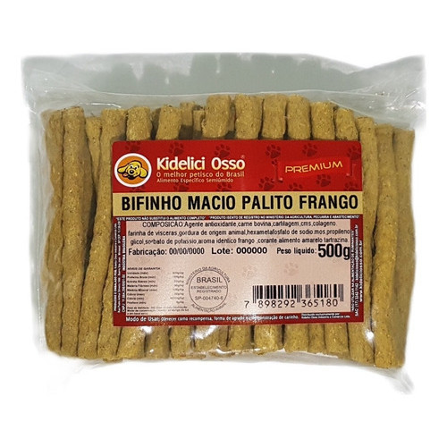 Bifinho Macio Palito Kidelici Osso - Sabor Frango - 500g