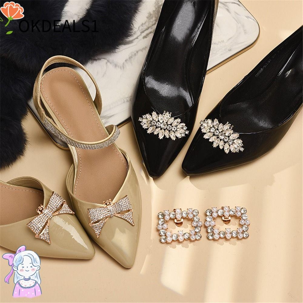 OKDEALS 2 Peças De Clipes Para Sapatos , Strass De Casamento , Cristal , Laço , Joias