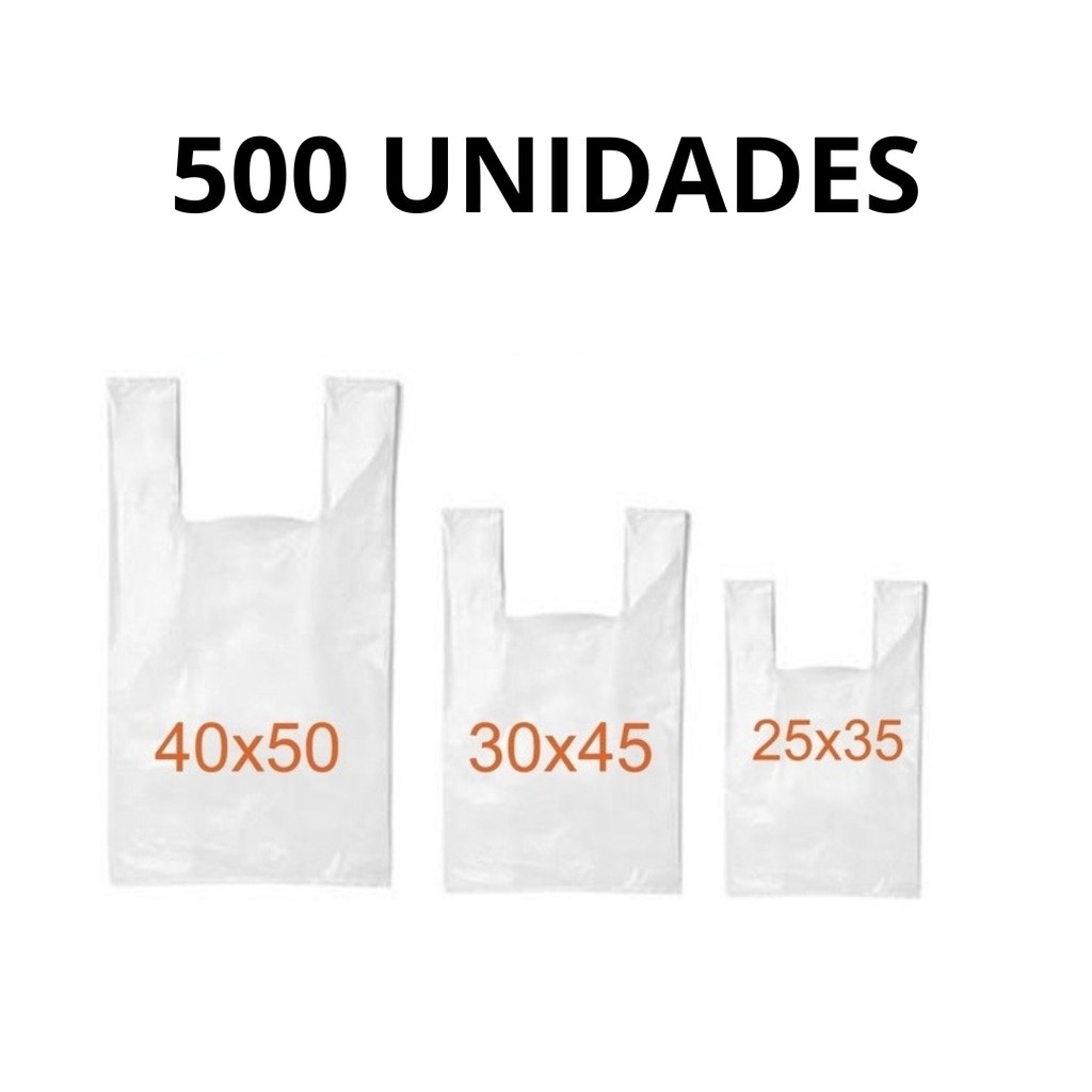 500 unid. Sacola Plástica Branca - Rosso