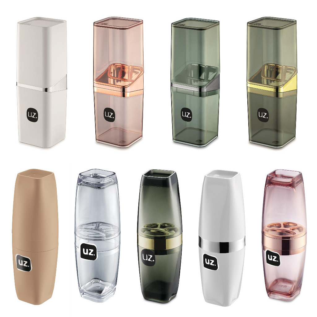 Porta Escova de Dentes Luxo com Tampa Slim Branco Fume ou Rose - UZ Utilidades