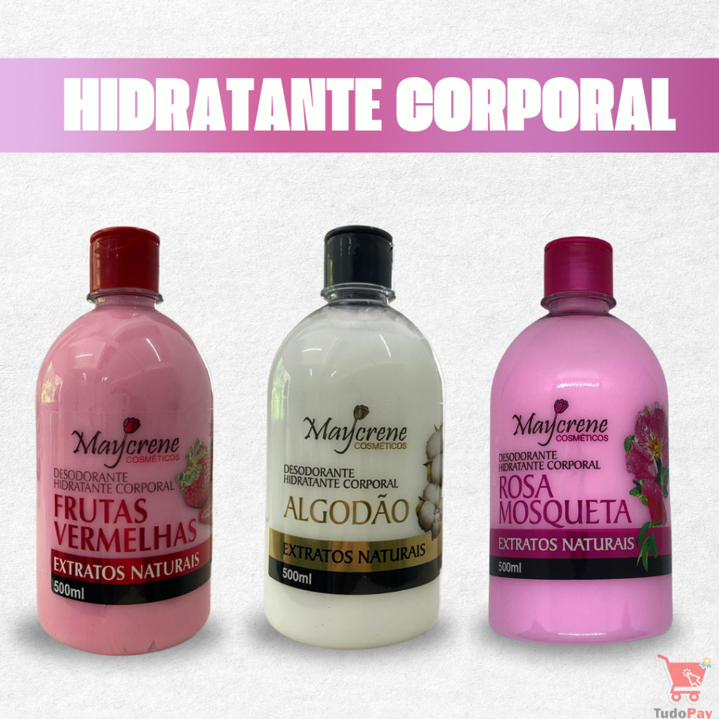 Maycrene Kit 3 Desodorante Hidratante Corporal Cheiroso - Loção Dia a Dia