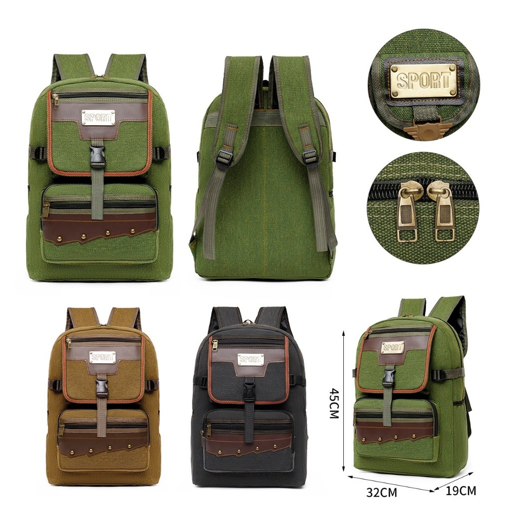 Mochila de Lona Masculina Grande 35L Reforçada Resistente Alta Qualidade Escolar Trabalho Viagem Camping Trilha