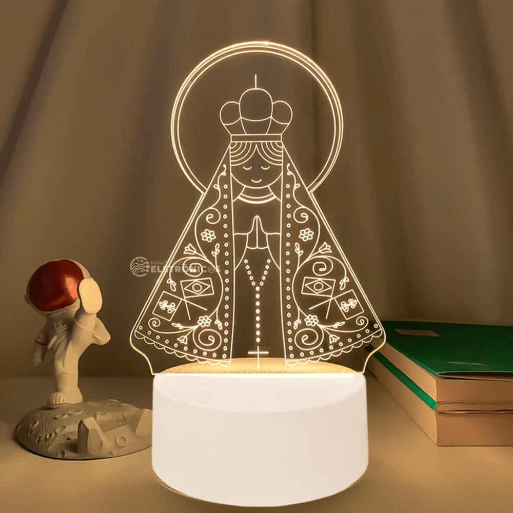 Luminária 3D Com Efeito Visual Incrível Luzes de Acrílico em Branco Quente, Neutro e Frio EB80383