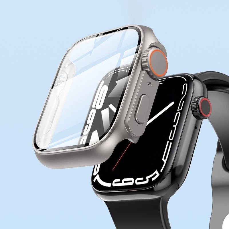 Capa Case com Vidro Protetora Capinha para Apple Watch 40mm 44mm 41mm 45mm 42mm 38mm Serie 9 8 7 6 5 4 3 2 1 SE