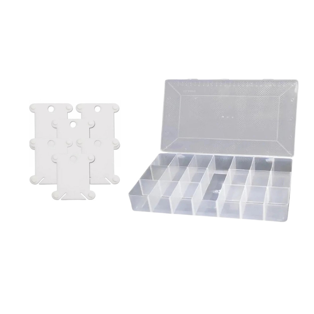 Kit Costura Artesanato Plaqueta e Caixa Transparente
