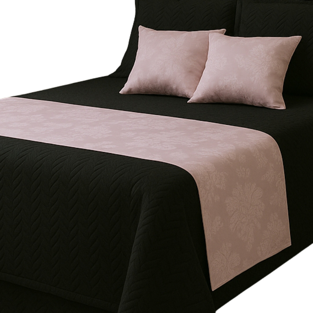 Peseira para Cama Solteiro Jacquard Manta Xale com Almofadas