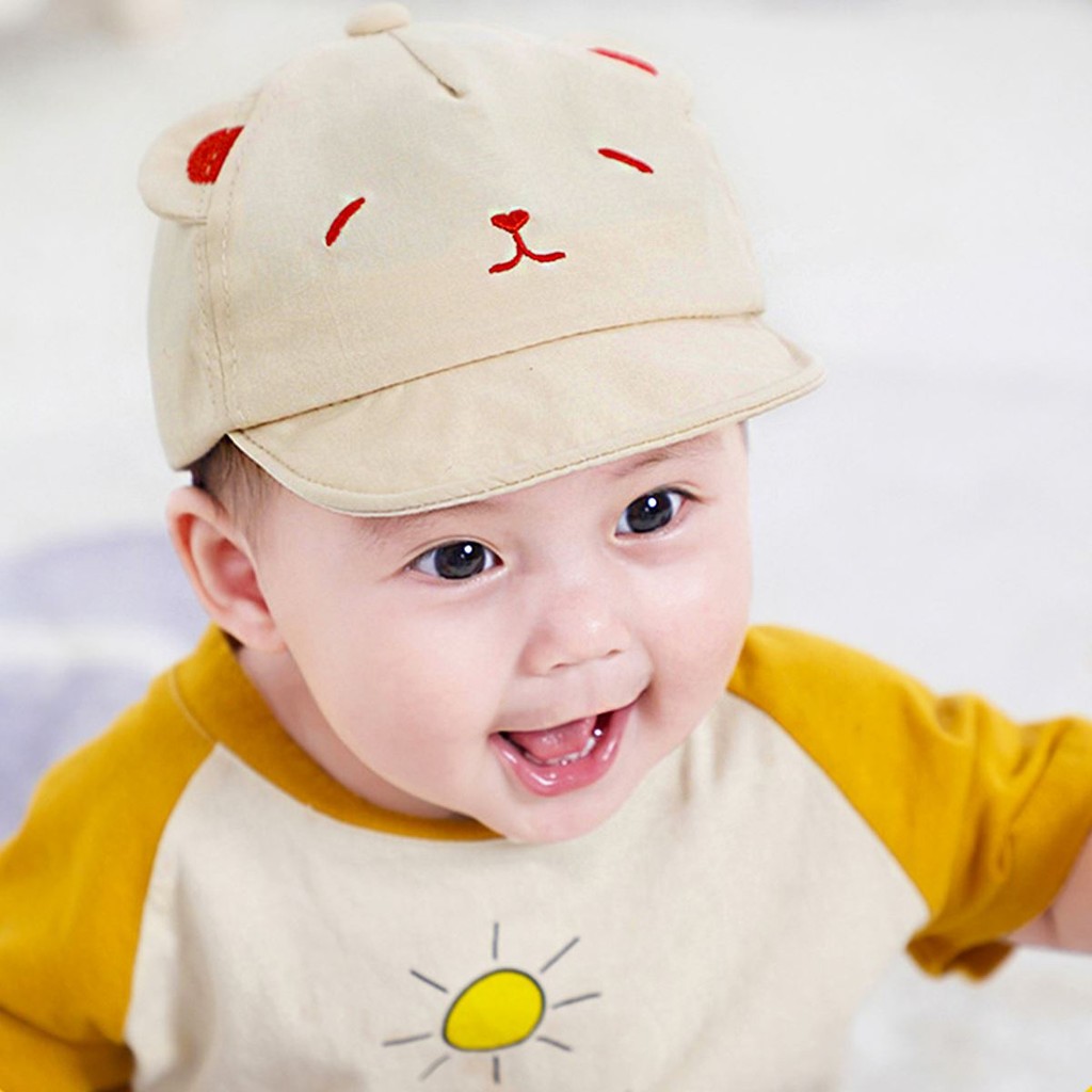 Boné Bebê Chapéu Infantil Bordado Orelha Urso Unissex Algodão Fofo Criança Feminino Masculino