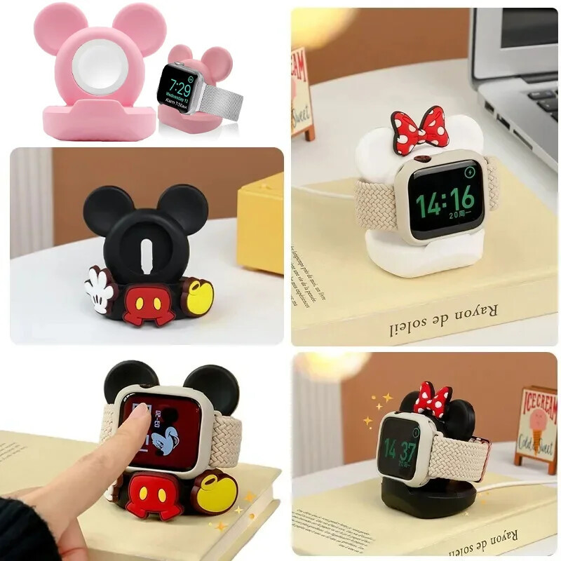 Mickey Mouse Carregador Suporte Minnie Desktop Titular Para Apple Watch 10 9 8 7 6 5 4 iWatch 3 2 1 SE Base De Carregame