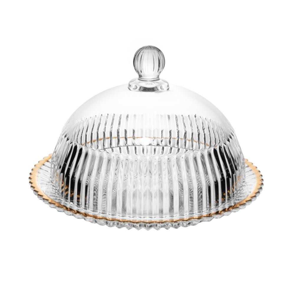 Queijeira Wolff Imperatriz Cristal Fio de Ouro 20cm Para Servir com Estilo