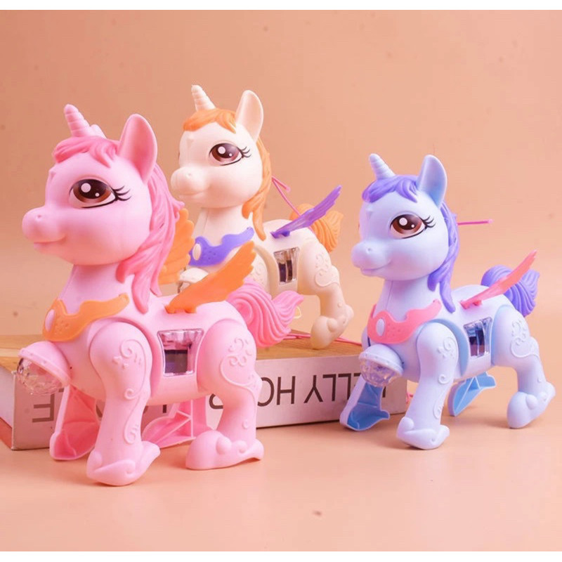 Brinquedo Unicórnio Pônei Elétrico Infantil com Luz, Som e Movimento Brinquedo Animado