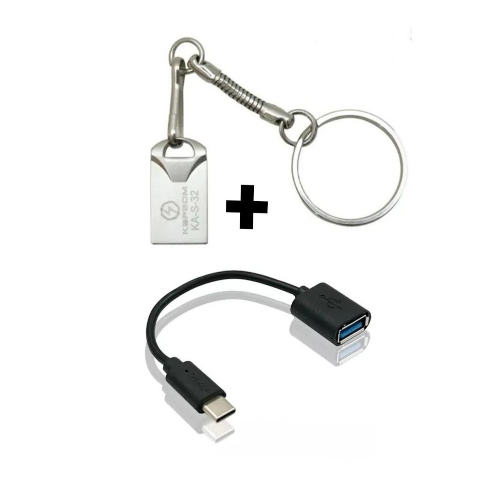 Kit Mini Pen drive 16Gb metalico pendrive + Cabo Otg tipo C transferencia fotos músicas
