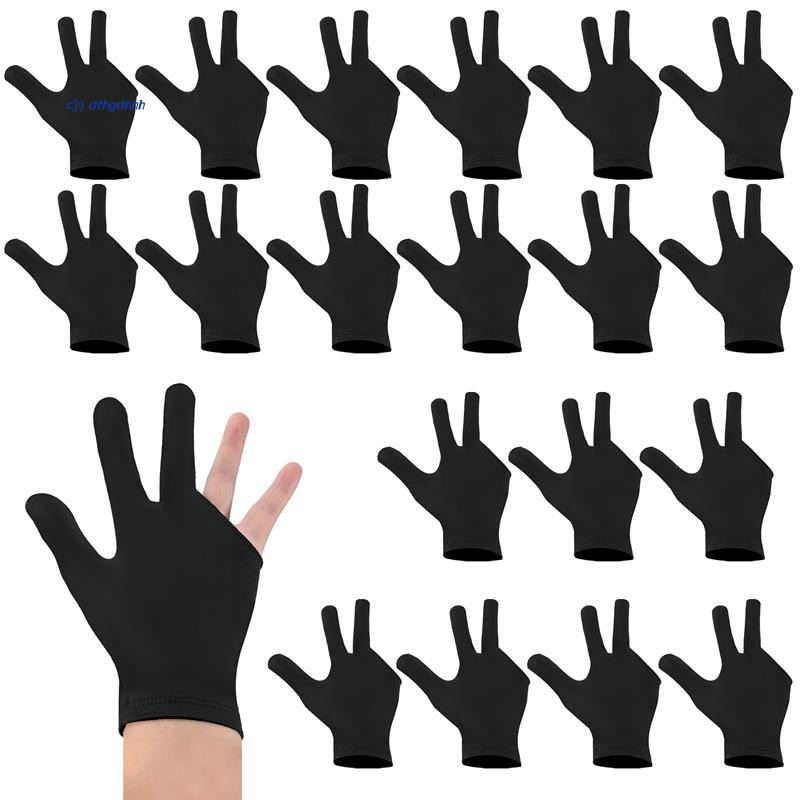 20 Pçs Luvas De Bilhar Respiráveis Snooker Mão Esquerda Direita 3 Dedos Cue Para Mulheres Homens Acessórios