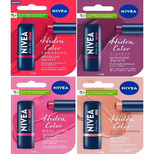 NIVEA BATOM LABIAL HIDRATAÇAO E COR 2 EM 1 4,8G ESCOLHA SUA COR