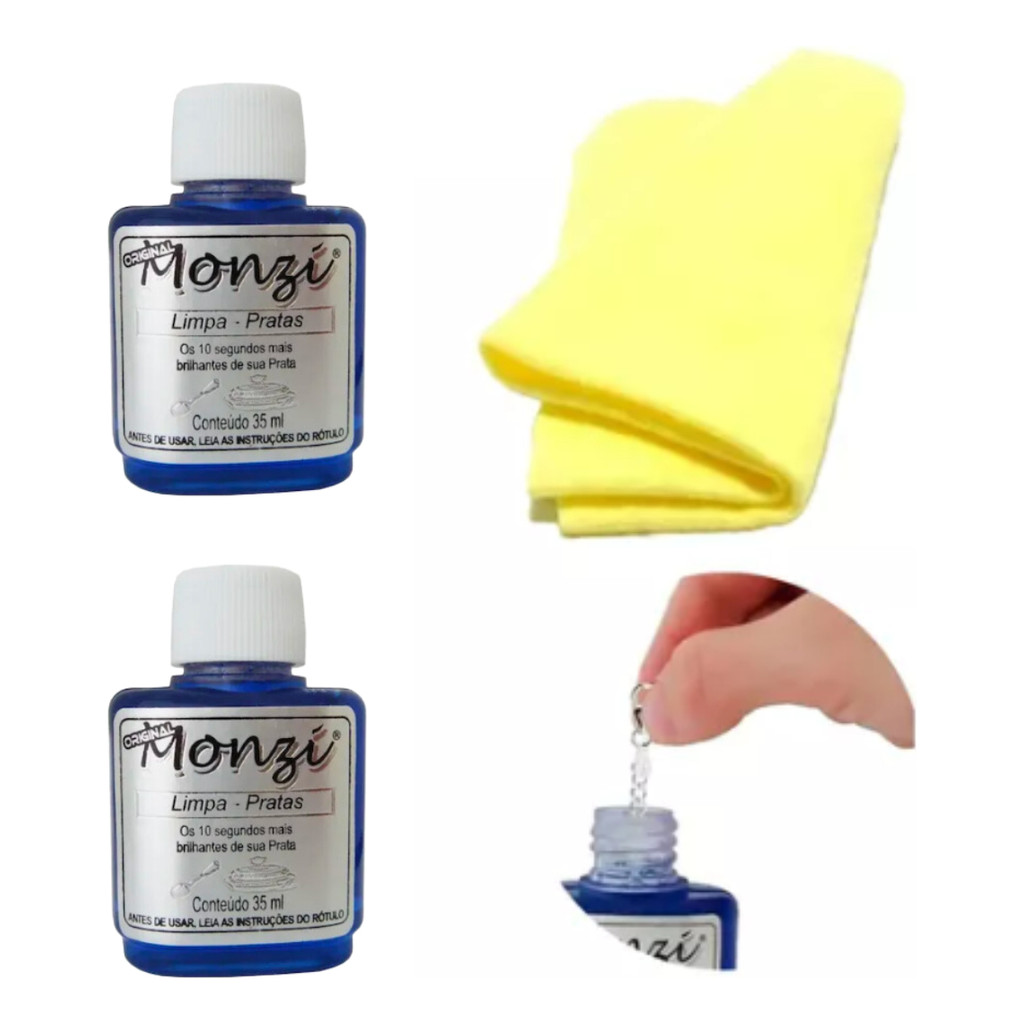 Monzi 35ml Limpa Prata com opção de Flanela Magica Atacado