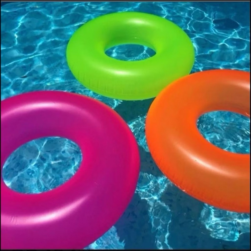 Boia Inflável Neon 85 cm Cintura Redonda Pool  Party Transparente Praia Piscina