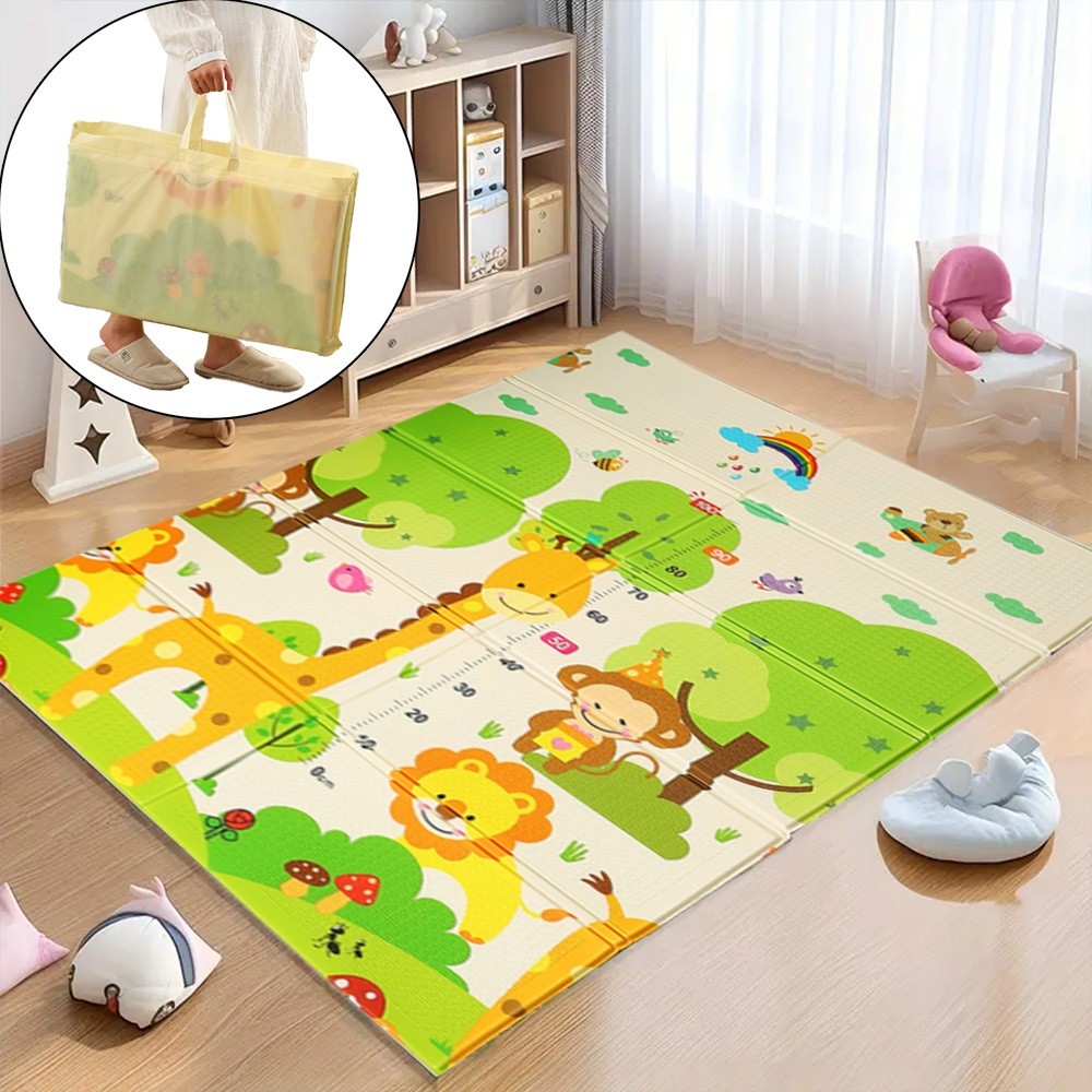 Tapete Atividades Bebê térmico dobrável 180x150cm emborrachado dupla face a prova d Agua