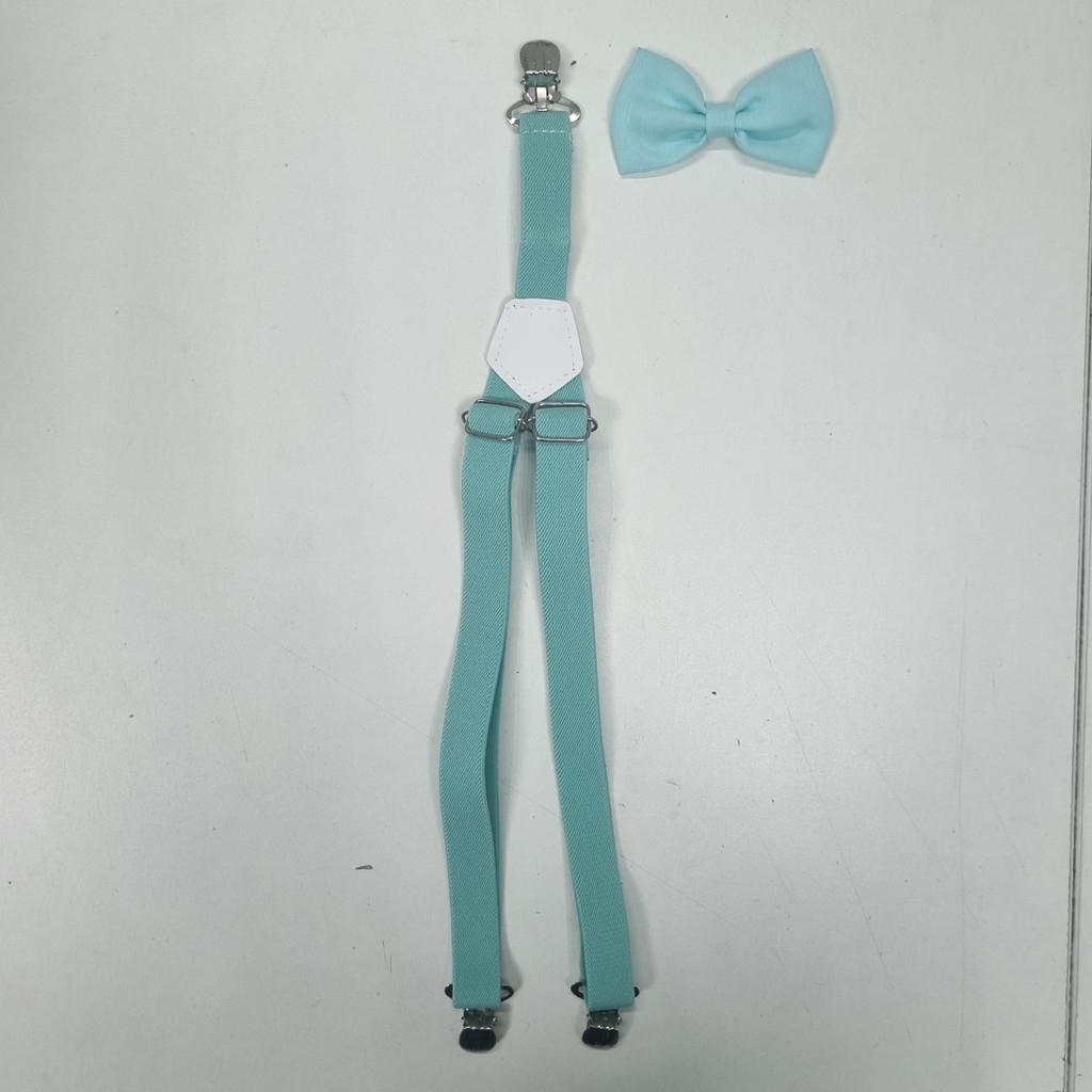Kit Gravata e Suspensório Verde Menta Infantil