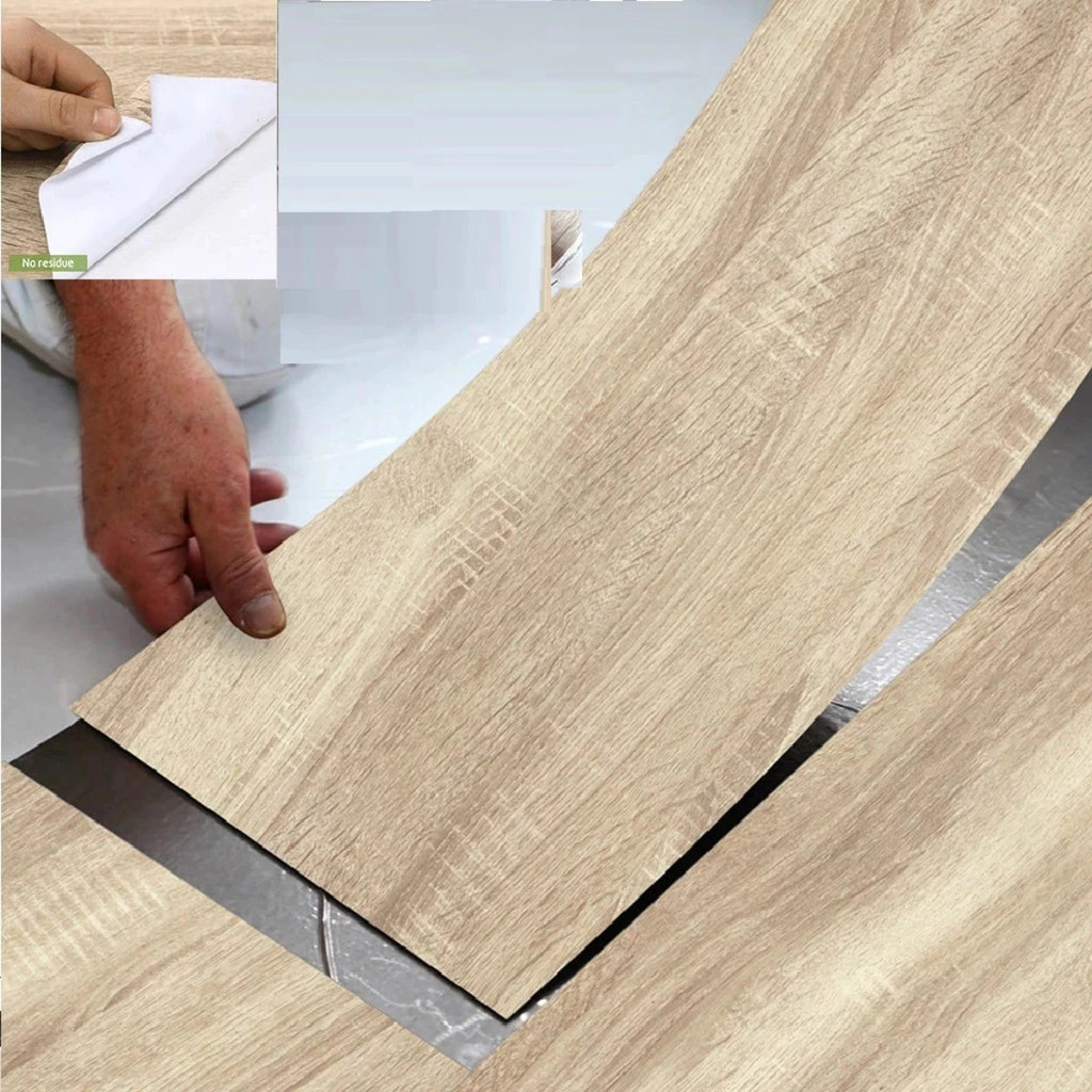 Kit Piso Vinilico Adesivo Madeira Clara Moderno Antiderrapante Lavável 91 x 15cm