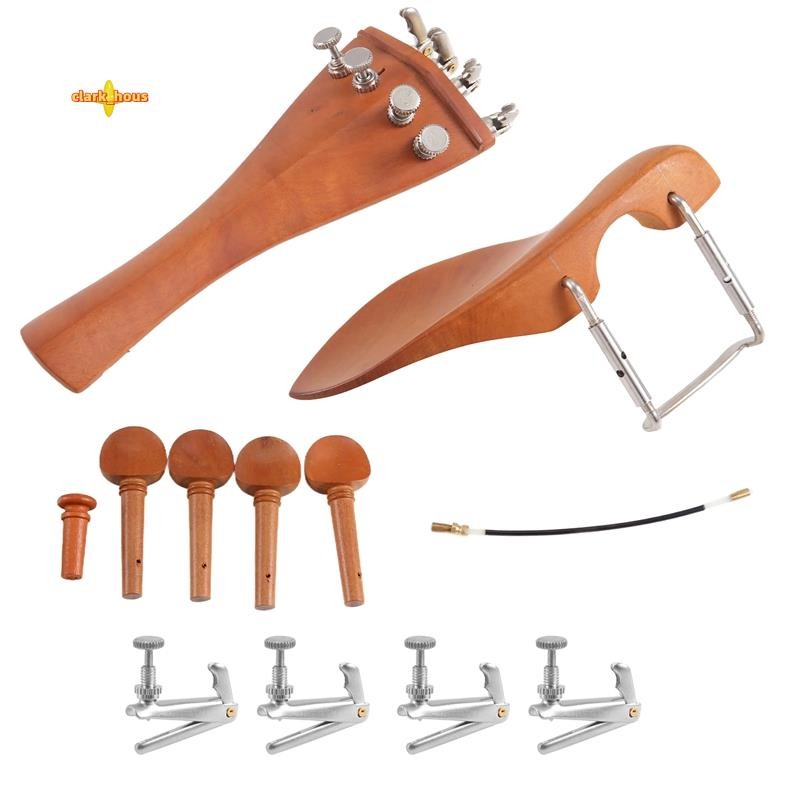 Um Conjunto De Acessórios De Peças De Violino De Madeira Jujuba Natural 4/4 De Ajuste Fino , Descanso De Queixo , Cordas